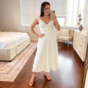 White Eyelet Midi Dress